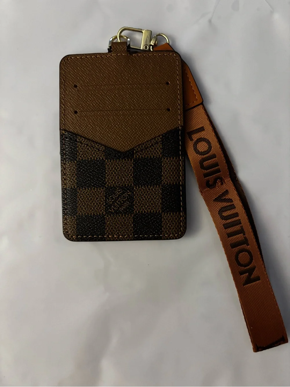 New !! Brown Check Card Holder Lanyard